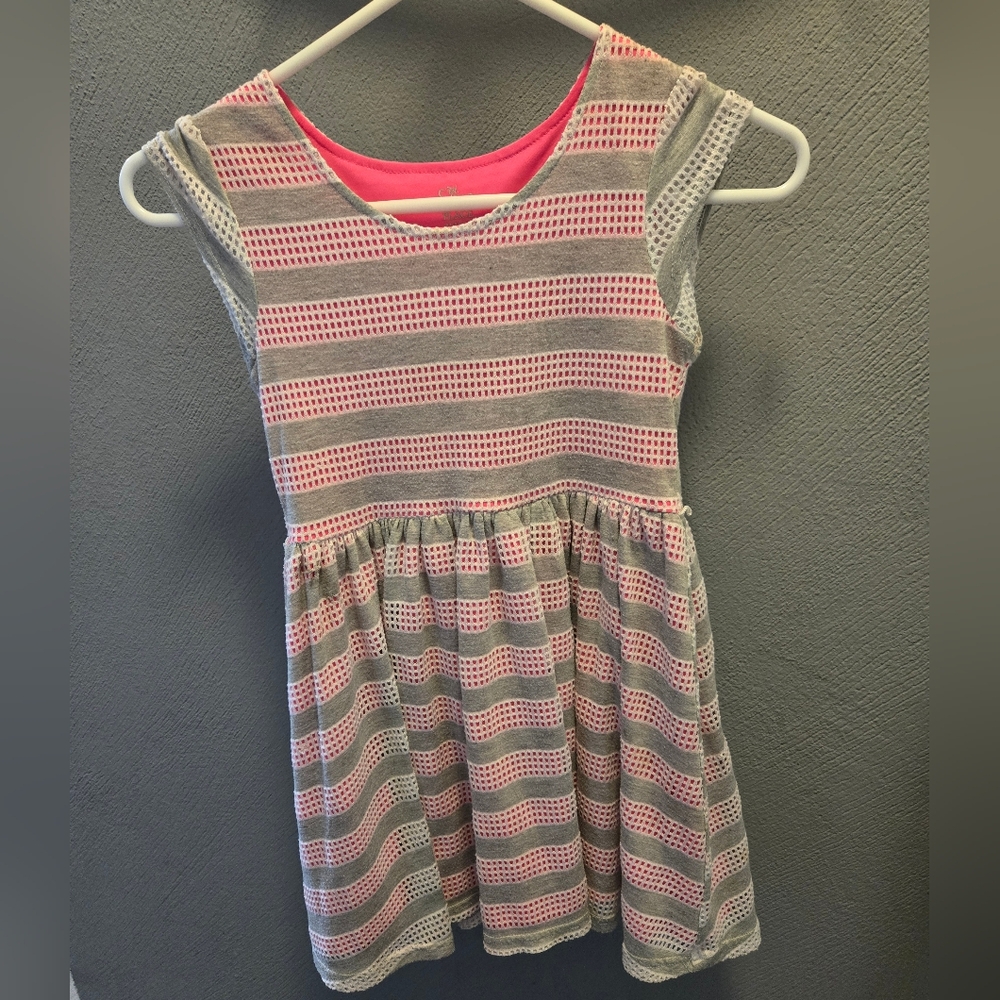 Place Casual Dress with Pink and Gray Stripes